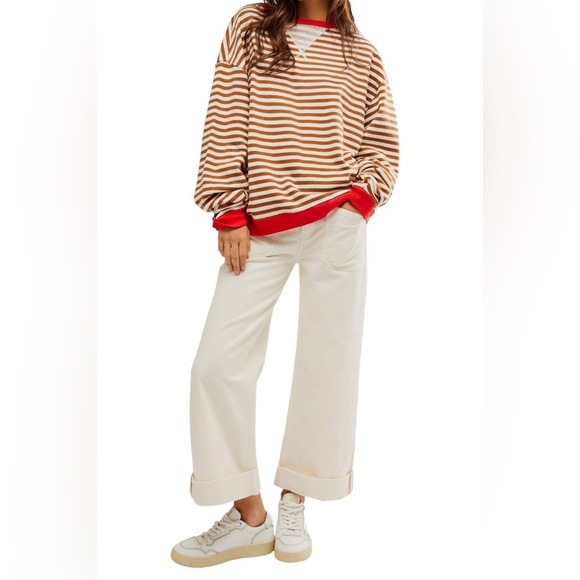 Free People We The Free Cool and Classic Crewneck Coffee Brown Size Large - Picture 5 of 13